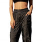 Free People Womens Pocketed Zippered Active Wear Cuffed Pants Black Size Large