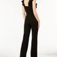 Bar III Women's Black Ruffled Neck Line Sleeveless V Neck Boot Cut Evening Jumpsuit Black Size 10