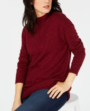 Karen Scott Women's Mock-Neck Shimmer Sweater Red Wine Size XX-Large