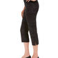 JM Collection Women's Printed Tummy-Control Capris Black Size X-Large