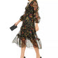 Taylor Women's Floral-Print Chiffon Midi Dress Black Size 6