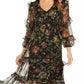 Taylor Women's Floral-Print Chiffon Midi Dress Black Size 6