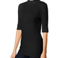 Style & Co Women's Petite Mock-Neck Top Black Size  PS
