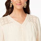 Style & Co Women's Lace-Yoke Handkerchief-Hem Top White Size X-Small