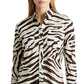 Ralph Lauren Women's Animal Print Long Sleeve Collared Button Up Top Beige/Brown  Size Medium