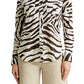 Ralph Lauren Women's Animal Print Long Sleeve Collared Button Up Top Beige/Brown  Size Medium