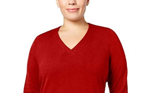 Karen Scott Women's Cotton Sweater Red Size XX-Large