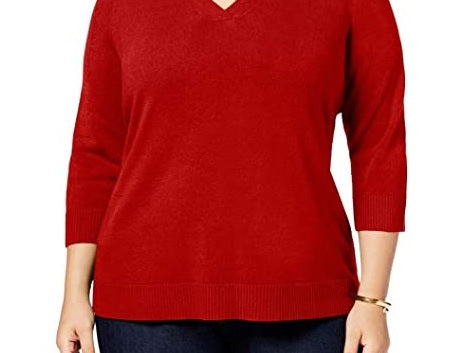Karen Scott Women's Cotton Sweater Red Size XX-Large