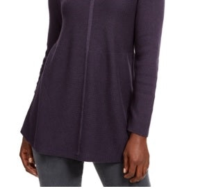 Style & Co Women's Mixed Stitch Tunic Sweater Purple Size Petite S