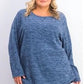 Karen Scott Women's Petite Marled Sweatshirt Blue Size Medium