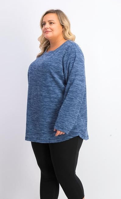 Karen Scott Women's Petite Marled Sweatshirt Blue Size Medium