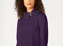 Karen Scott Women's Cotton Zip-Neck Sweater Purple Size X-Small