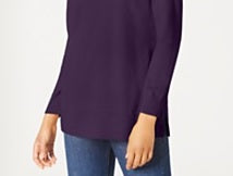 Karen Scott Women's Cotton Zip-Neck Sweater Purple Size X-Small