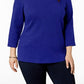 Karen Scott Women's Plus Size Cotton Scoop-Neck Top Blue Size 0X