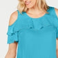 JM Collection Women's Ruffled Off-The-Shoulder Top Blue Size XX-Large