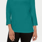 Karen Scott Women's Crochet Square-Neck Top Green Size X-Small