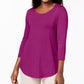 JM Collection Women's Petite Three-Quarter-Sleeve Top Pink Size PL
