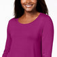 JM Collection Women's Petite Three-Quarter-Sleeve Top Pink Size PL