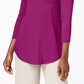 JM Collection Women's Petite Three-Quarter-Sleeve Top Pink Size PL