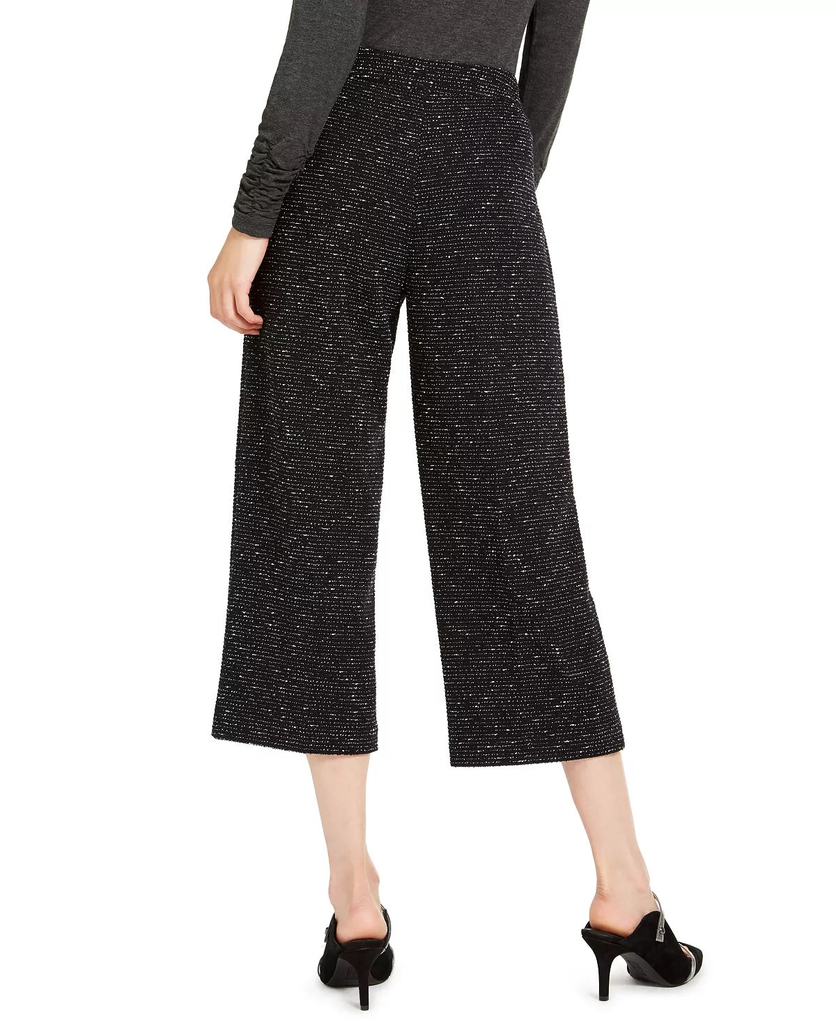 Alfani Women's Pull-On Wide-Leg Jacquard Culottes Black Size Large