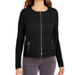 Charter Club Women's Petite Zip-Front Quilted Sweater Black Size PL