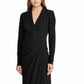 Ralph Lauren Women's Long Sleeve V Neck Midi Sheath Wear To Work Dress Black Size 10