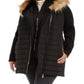 Calvin Klein Women's Faux Fur Trim Puffer Coat Black Size 2X