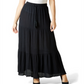 Ultra Flirt Women's Tiered Crinkle Maxi Skirt Black Size X-Large
