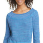Free People Women's Printed Long Sleeve Jewel Neck Sweater Blue Size Small