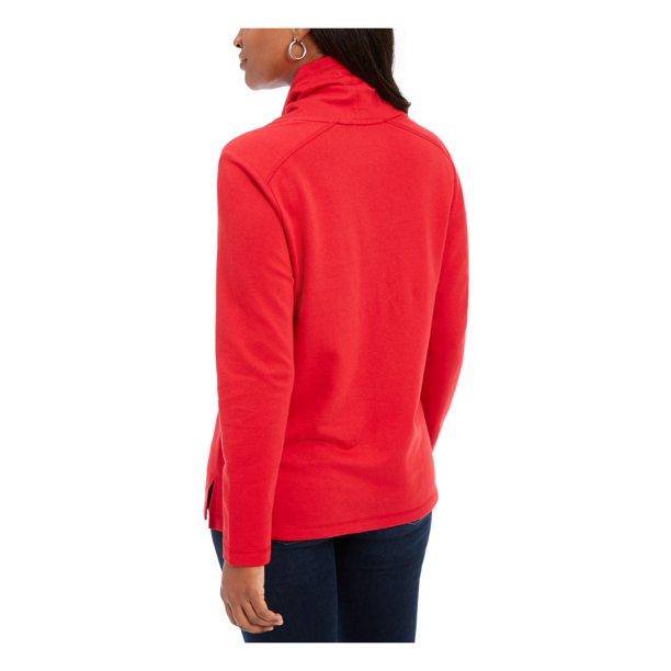 Karen Scott Women's Heather Long Sleeve Turtle Neck Blouse Top Red Size PM