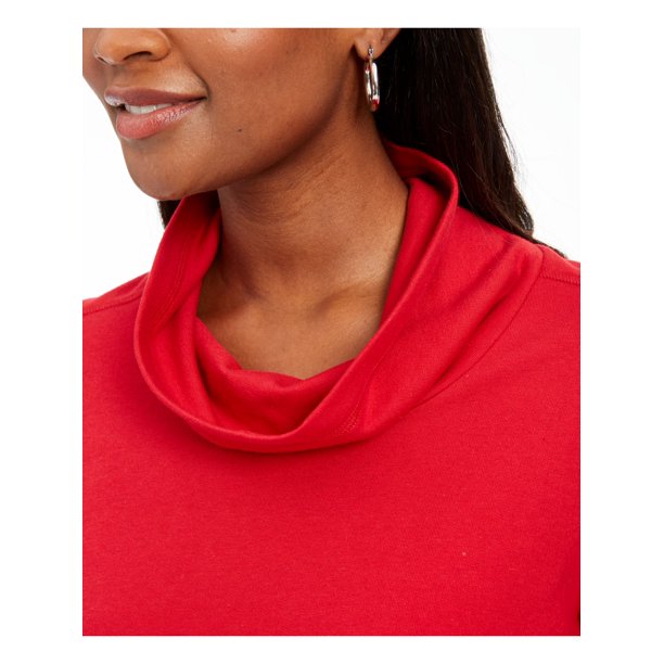 Karen Scott Women's Heather Long Sleeve Turtle Neck Blouse Top Red Size PM