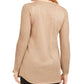 JM Collection Women's Lurex Lattice-Neck Blouse  Gold Size X-Small