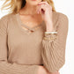 JM Collection Women's Lurex Lattice-Neck Blouse  Gold Size X-Small
