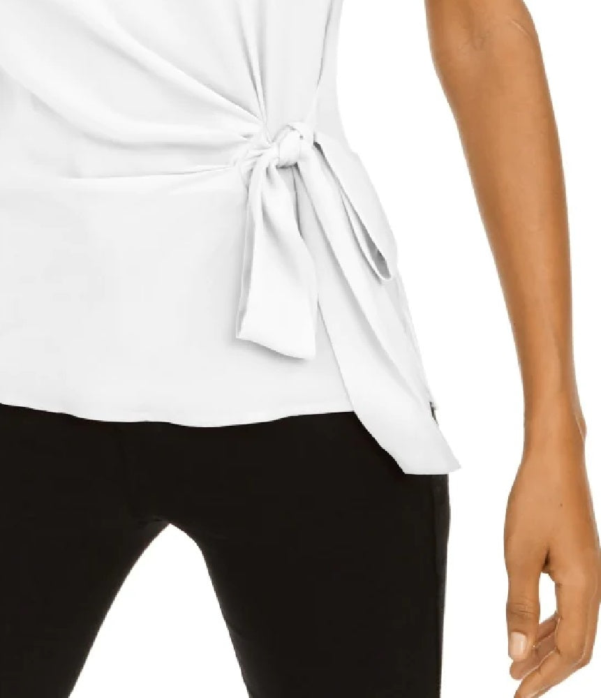 INC International Concepts Women's Side Tie Top White Size PL