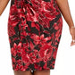 Connected Women's Metallic Floral-Print Sarong Dress Red /Black  Size Petite Small