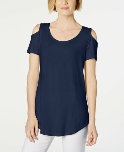 JM Collection Women's Cold Shoulder Top Blue Size X-Large