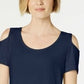 JM Collection Women's Cold Shoulder Top Blue Size X-Large