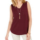 Style & Co Women's Cotton V Neck Tank Top Maroon Size Large
