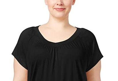 JM Collection Women's Plus Blouson Top Black Size 1X