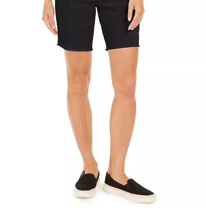 Style & Co Women's Raw Edge Bermuda Shorts Black Size 8
