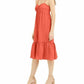 INC  International Concepts Women's Linen Blend Twist Front Midi Dress Orange Size Small
