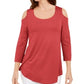 JM Collection Women's Cold Shoulder Top Orange Size X-Large