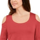 JM Collection Women's Cold Shoulder Top Orange Size X-Large
