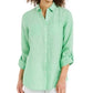 Charter Club Women's Linen Shirt Lime Green Size X-Large