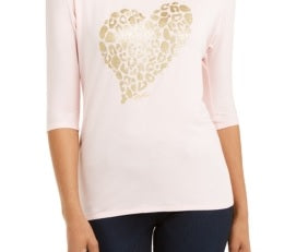 Thalia Sodi Women's Metallic Printed Top Pink Size X-Large