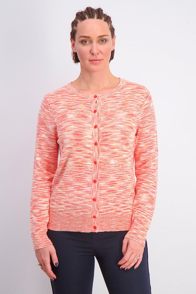 Charter Club Women's Space-Dyed Button Cardigan Orange Size Large