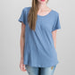 Style & Co Women's Cuffed-Sleeve Cotton T-Shirt Blue Size Small