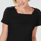 Karen Scott Women's Petite Square-Neck T-Shirt Black Size Medium