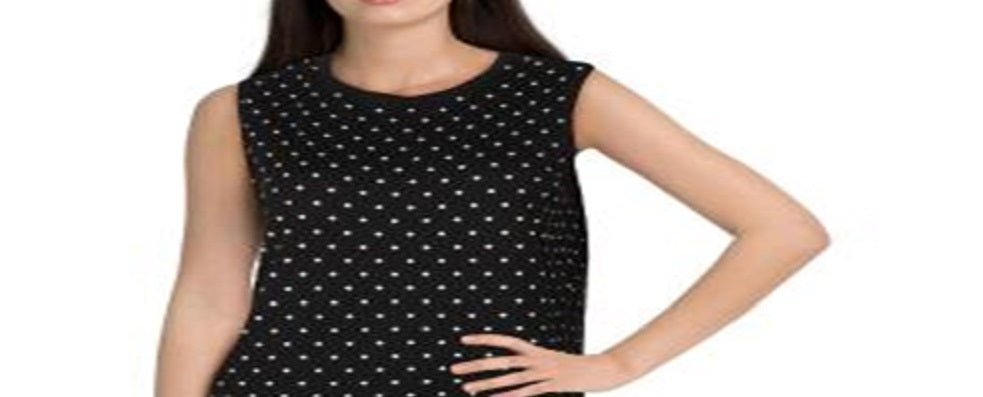 Anne Klein Women's Pullover Polka Dot Tank Top Black Size Medium