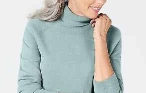 Karen Scott Women's Petite LuX-Smalloft Turtleneck Sweater Blue Size PL